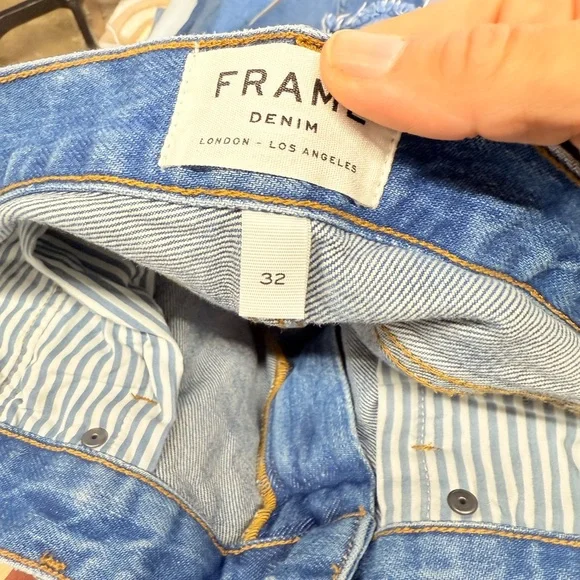 Frame le stevie Denim Blue Distressed Jean Shorts 32 - Picture 6 of 7